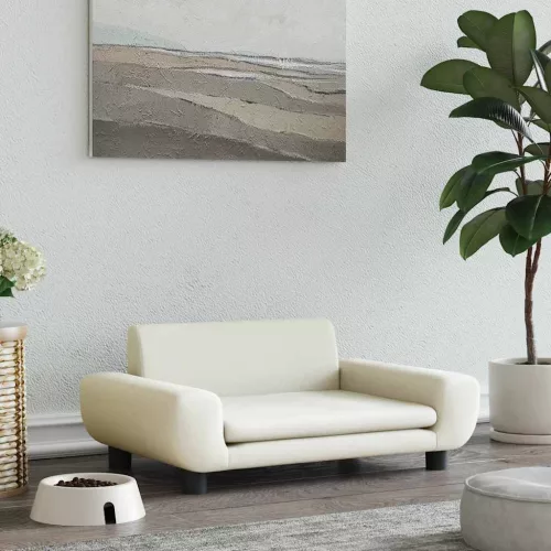  krémszínű bársony kutyaágy 70 x 45 x 33 cm