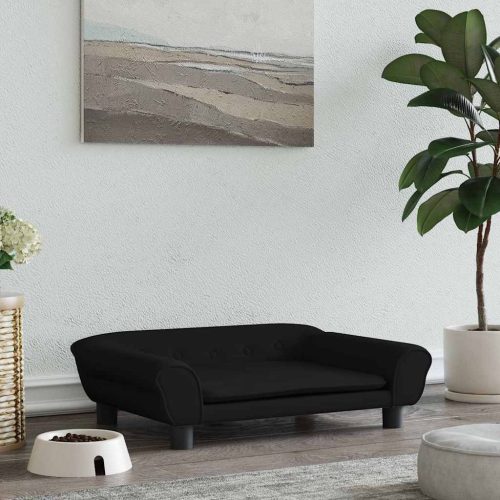  fekete bársony kutyaágy 70 x 48 x 22 cm