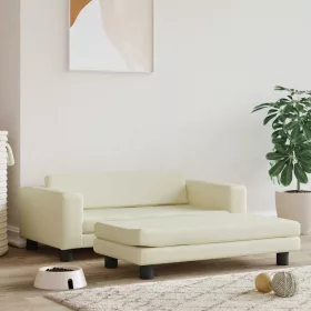    krémszínű műbőr kutyaágy hosszabbítóval 100 x 50 x 30 cm