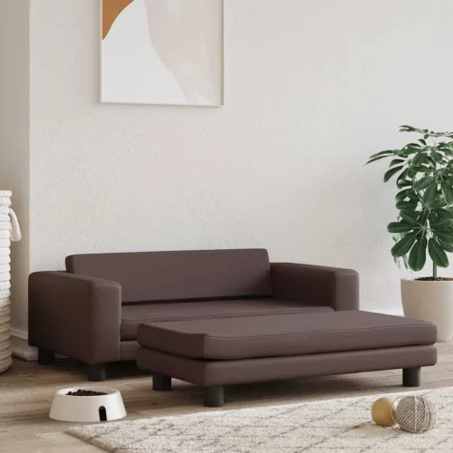  barna műbőr kutyaágy hosszabbítóval 100 x 50 x 30 cm