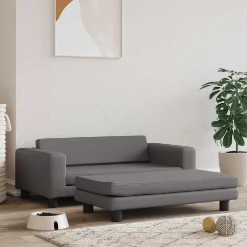  szürke műbőr kutyaágy hosszabbítóval 100 x 50 x 30 cm