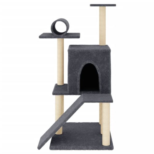  sötétszürke macskabútor szizál kaparófával 110,5 cm 