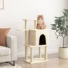  krémszínű macskabútor szizál kaparófákkal 97 cm