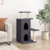  sötétszürke macskabútor szizál kaparófákkal 97 cm