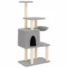 világosszürke macskabútor szizál kaparófákkal 131 cm