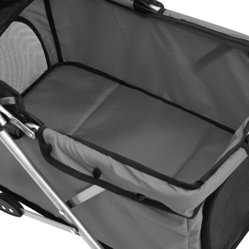  összecsukható szürke oxford szövet kutya babakocsi 76x50x100 cm