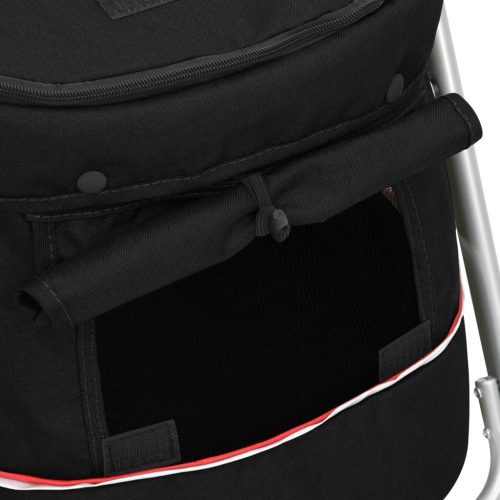  összecsukható fekete vászonszövet kutya babakocsi 100x49x96 cm