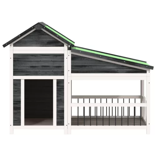  szürke tömör fenyőfa kutyakennel 143x60,5x109 cm