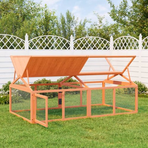  barna tömör fenyőfa futtatóketrec 200 x 112,5 x 74 cm