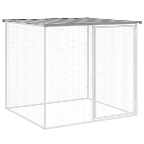  világosszürke horganyzott acél tyúkketrec tetővel 103x98x90 cm