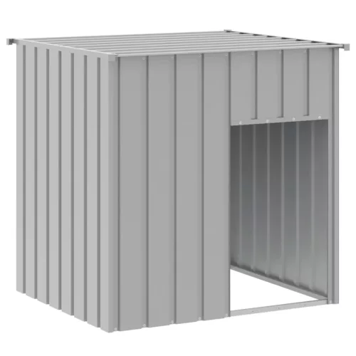  világosszürke horganyzott acél tetős kutyakennel 110x103x109 cm