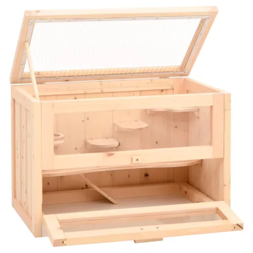  tömör fenyőfa hörcsögketrec 60x35,5x42 cm