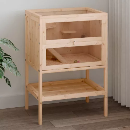  tömör fenyőfa hörcsögketrec 55x40x80 cm