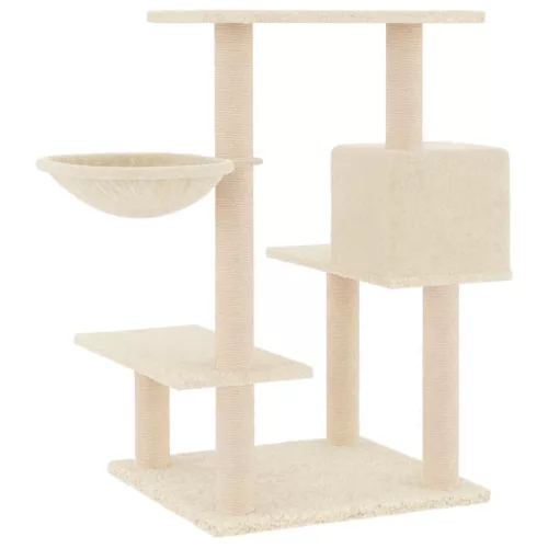  krémszínű macskabútor szizál kaparófákkal 82,5 cm