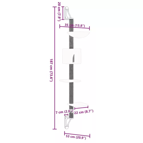  krémszínű falra szerelhető kaparófa 187 cm