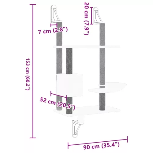  sötétszürke falra szerelhető kaparófa 153 cm