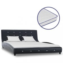 VID fekete műbőr ágy memóriahabos matraccal 140 x 200 cm