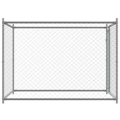  szürke horganyzott acél kutyaláda tetővel és ajtóval 2x2x1,5 m