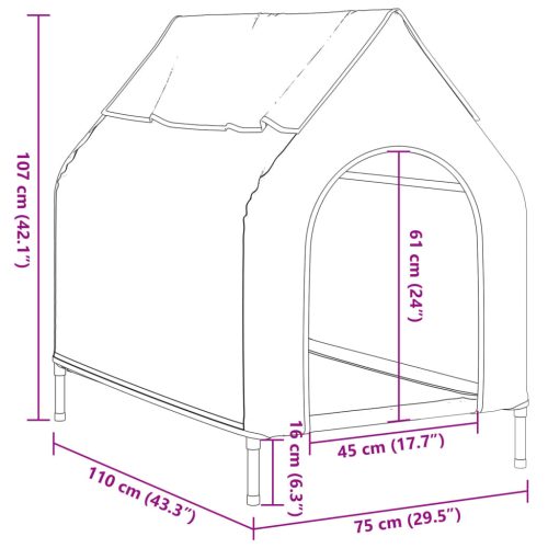  világosszürke oxford szövet és acél kutyaház