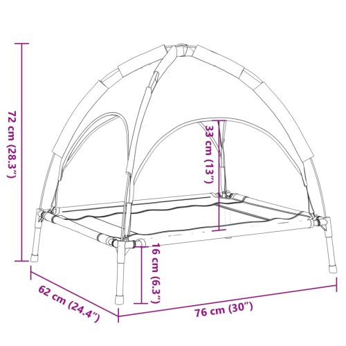  antracitszürke oxford szövet és acél baldachinos kutyaágy