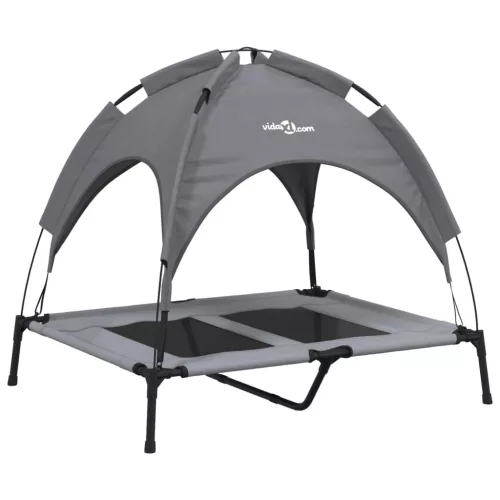  antracitszürke oxford szövet és acél baldachinos kutyaágy