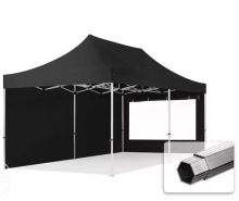   Professional összecsukható sátrak PROFESSIONAL 400g/m2 ponyvával, alumínium szerkezettel, 2 oldalfallal, panoráma ablakkal - 3x6m fekete