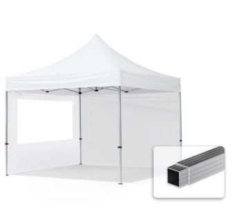 Professional összecsukható sátrak ECO 300 g/m2 ponyvával, alumínium szerkezettel, 2 oldalfallal - 3x3m fehér