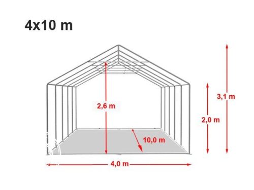 TP 4x10m erősített rendezvénysátor, PVC 800 - fehér