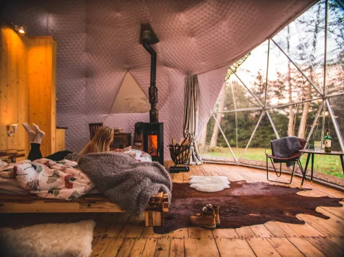 Profi szigetelt glamping sátor / dome / geodéziai sátor 6m átmérővel