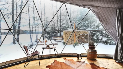 Profi szigetelt glamping sátor / dome / geodéziai sátor 6m átmérővel
