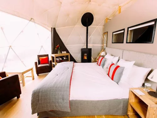 Profi szigetelt glamping sátor / dome / geodéziai sátor 6m átmérővel