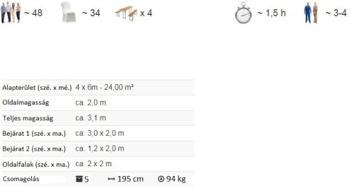 TP 4x6m standard rendezvénysátor, PVC 700 - fehér-szürke