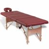 VID 4 drveni masažni stol u bordo boji