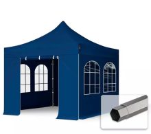   Professional összecsukható sátrak PREMIUM 350g/m2 ponyvával, acélszerkezettel, 4 oldalfallal, hagyományos ablakkal - 3x3m kék