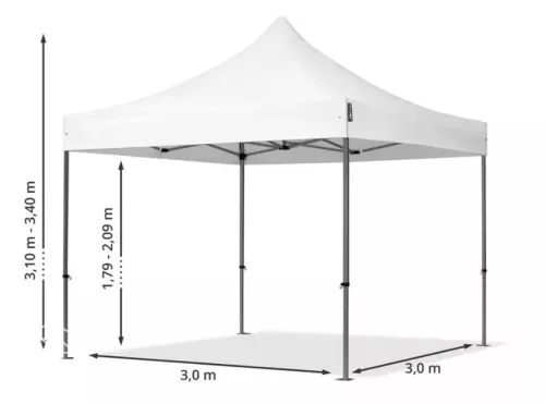 TP 3x3m összecsukható 750N acél vázas pavilon, 4 db oldalfallal - sötétszürke