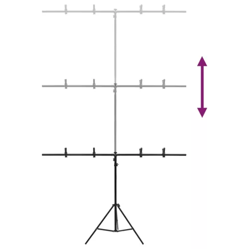  fekete háttér állvány T-alakú 151x60x(70-200) cm