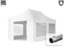   Professional összecsukható sátor PROFESSIONAL 620g/m2 tűzálló ponyvával, alumínium szerkezettel, 4 oldalfallal, panoráma ablakkal - 3x6m fehér