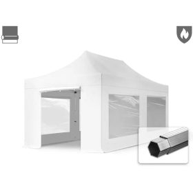   TP 3x6m összecsukható 850N alumínium pavilon, 4 db oldalfallal, tűzálló - fehér