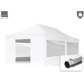   TP 4x8m összecsukható 850N alumínium pavilon, 4 db oldalfallal, tűzálló - fehér