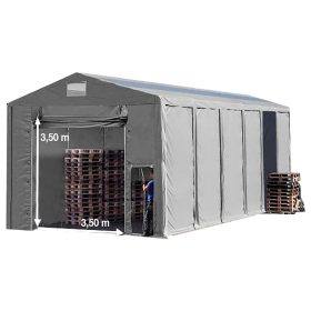   TP Vario 8x12m 3,6m oldalmagas raktársátor tetőablakkal, bejárat típusa: felhúzható