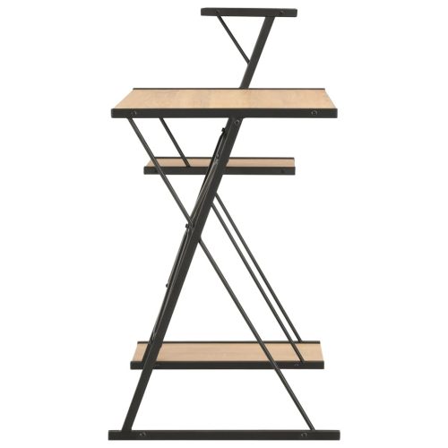  fekete és tölgyszínű íróasztal polccal 116 x 50 x 93 cm