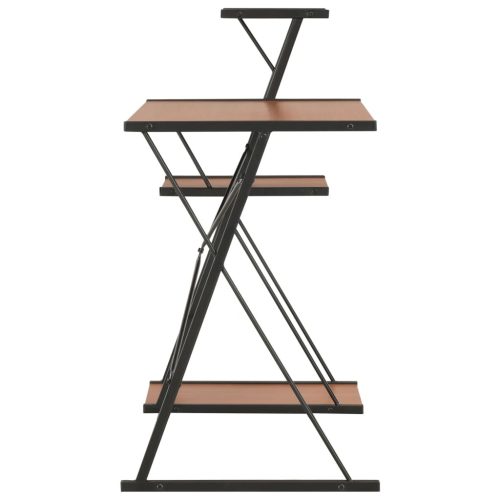  fekete és barna íróasztal polccal 116 x 50 x 93 cm