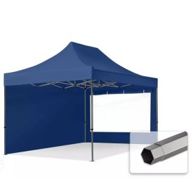   TP 3x4,5m összecsukható 750N acél vázas pavilon, 2 db oldalfallal - kék