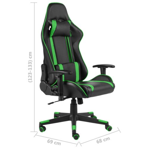  zöld PVC forgó gamer szék