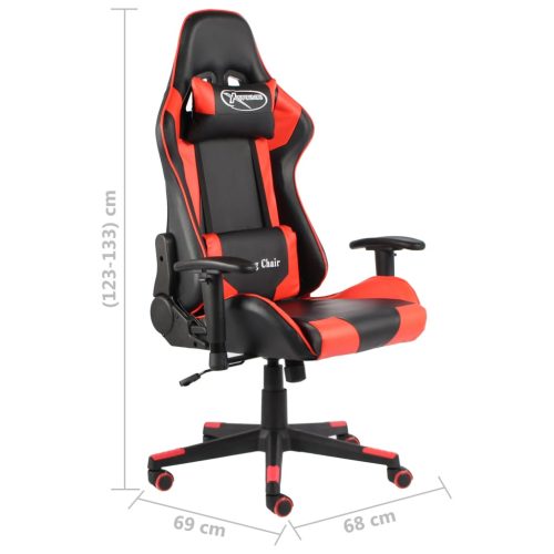  piros PVC forgó gamer szék