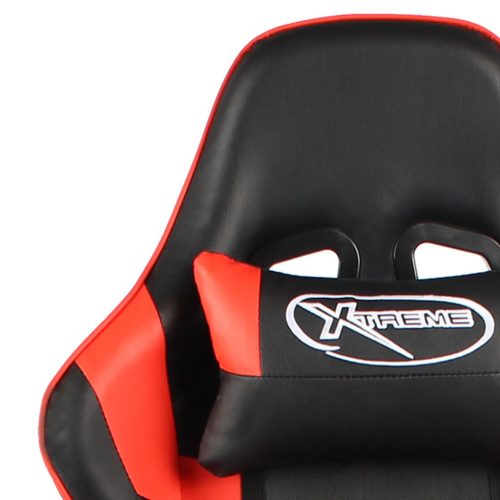  piros PVC forgó gamer szék lábtartóval