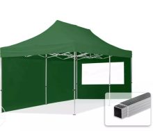   Professional összecsukható sátrak ECO 300 g/m2 ponyvával, alumínium szerkezettel, 2 oldalfallal - 3x6m zöld