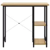  fekete-tölgyszínű MDF és fém számítógépasztal 80 x 40 x 72 cm