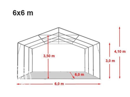 Skladišni šator 6x8m sa bočnom visinom 3m professional 550g/m2