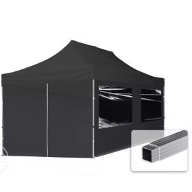   TP 3x6m összecsukható alumínium pavilon, 4 db oldalfallal - fekete